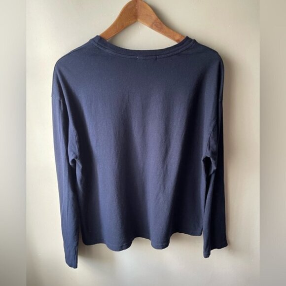 SUNDRY Navy Blue Heart oversized boxy Sweatshirt - Picture 4 of 11